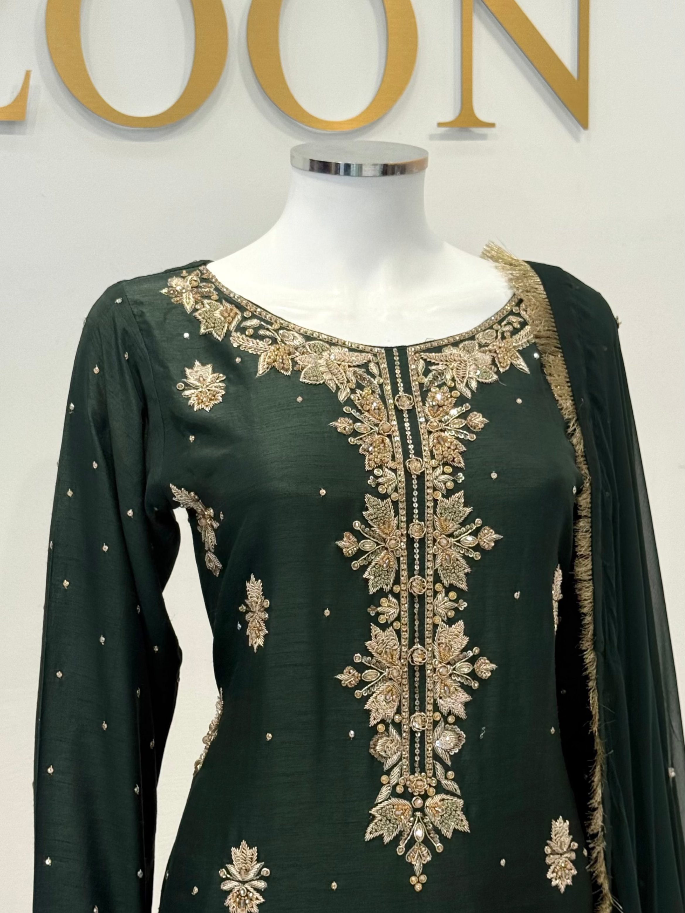 Hand Embroidered Raw Silk Suit