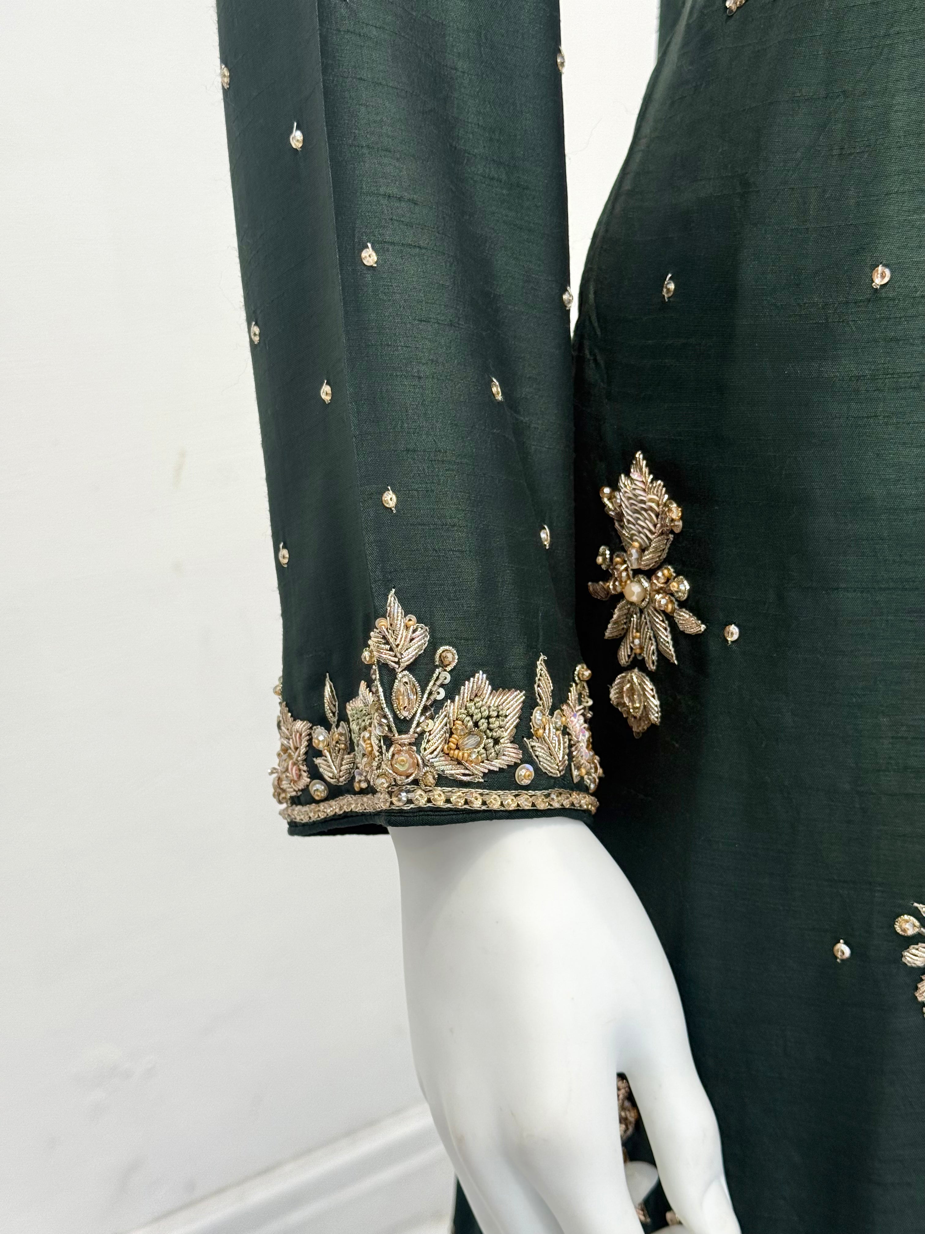Hand Embroidered Raw Silk Suit
