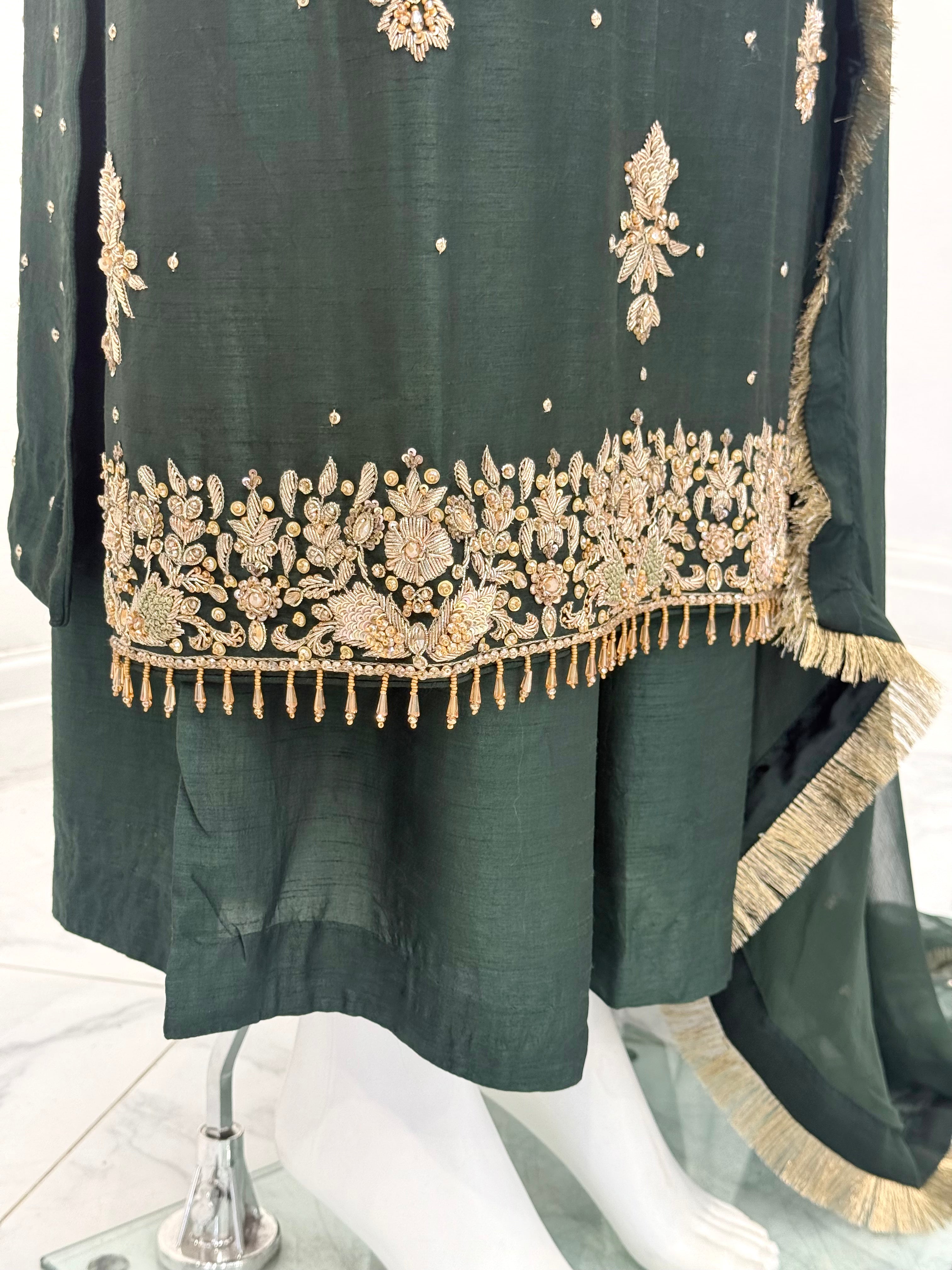 Hand Embroidered Raw Silk Suit