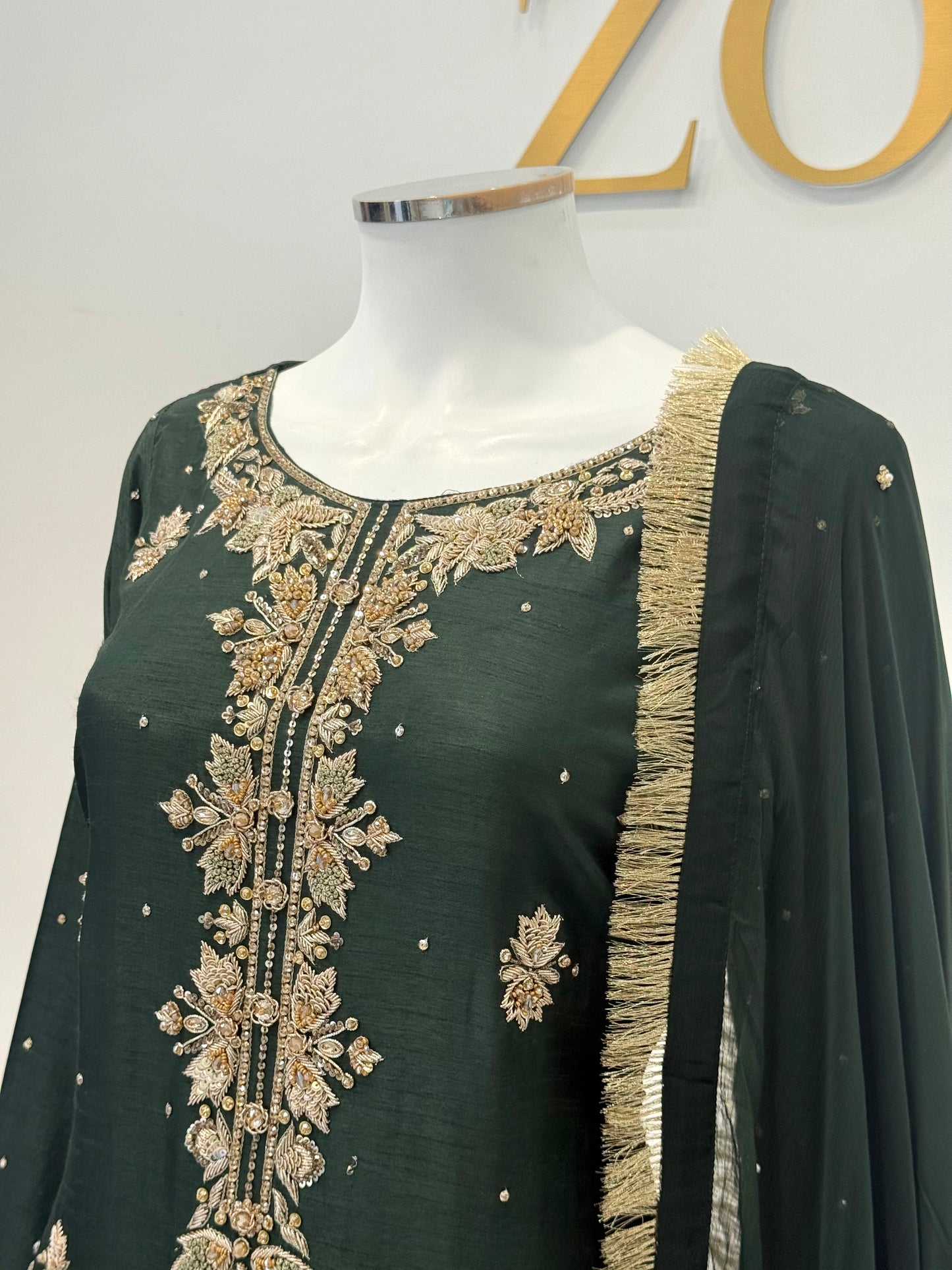 Hand Embroidered Raw Silk Suit