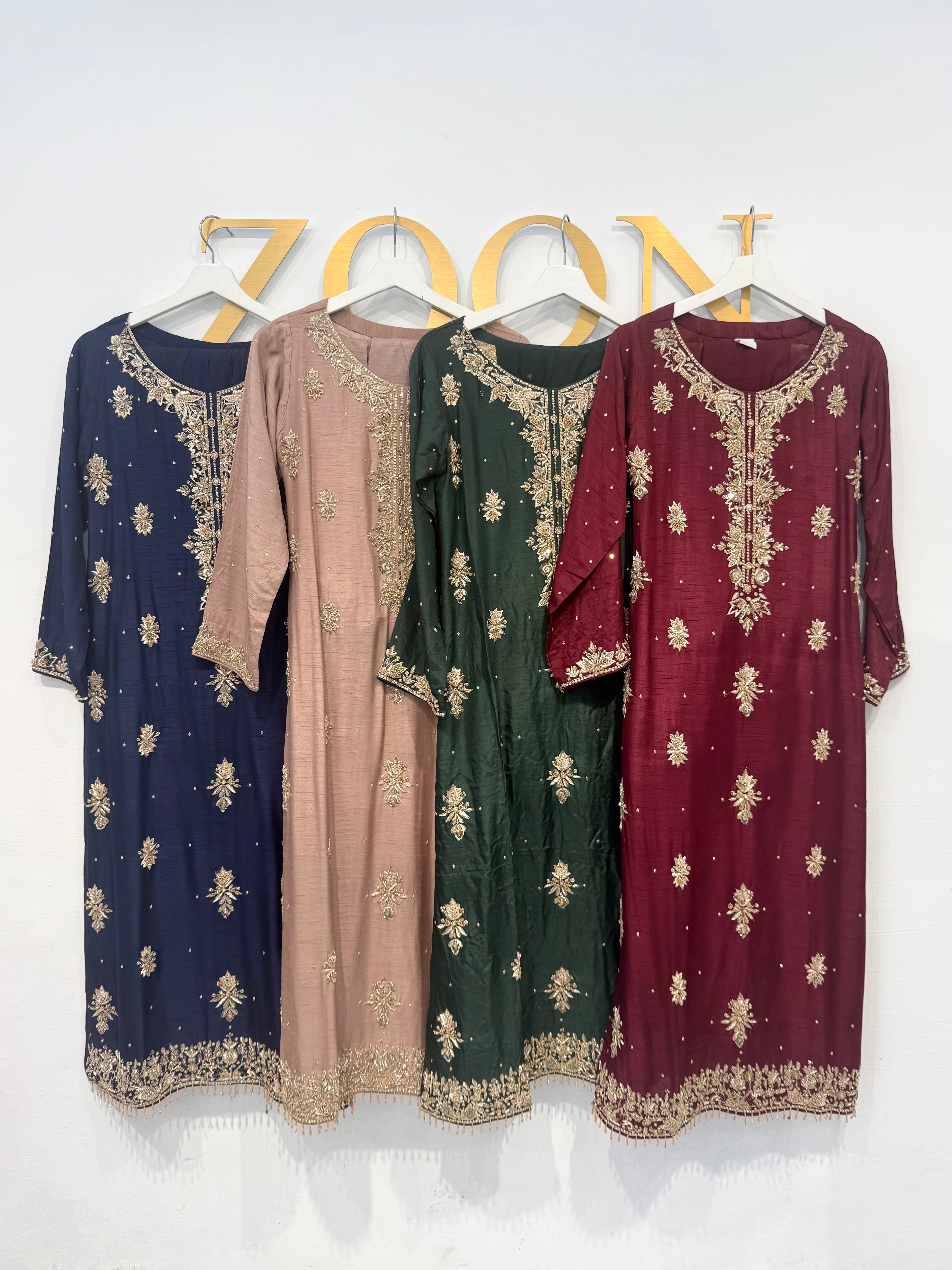 Hand Embroidered Raw Silk Suit