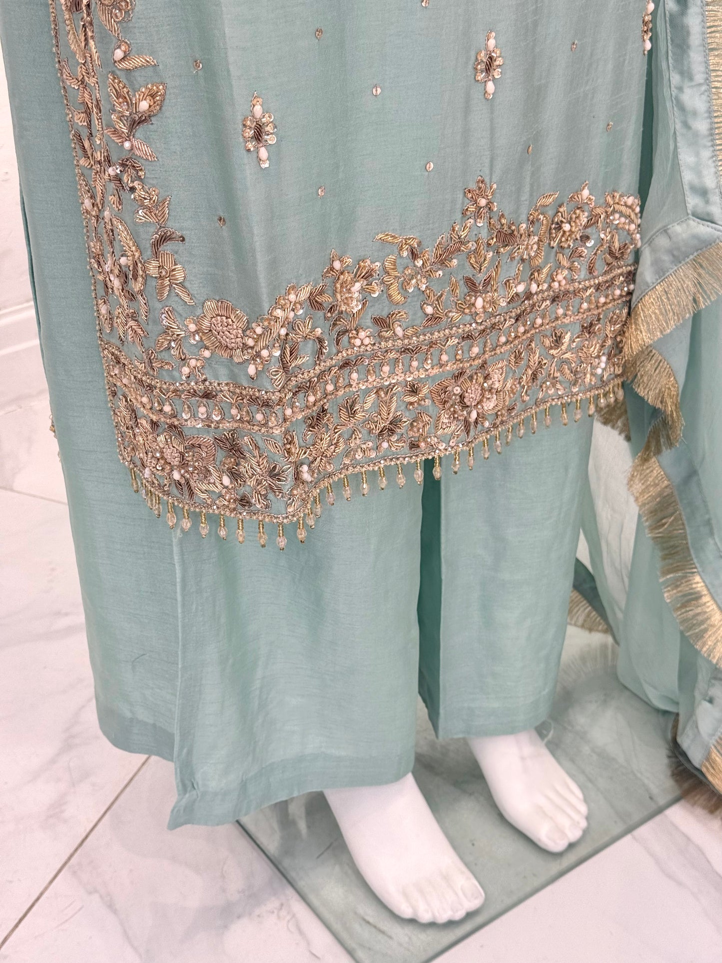 Hand Embroidered Raw Silk Suit