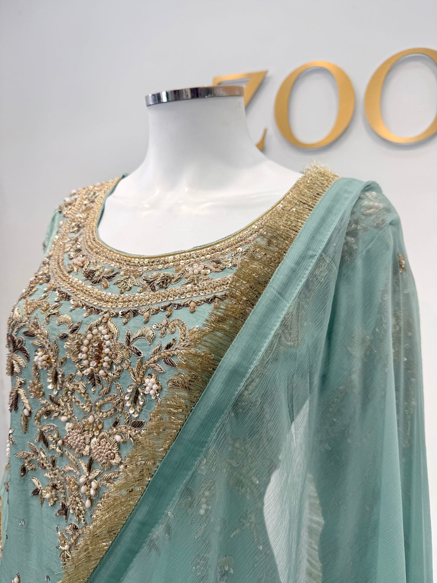 Hand Embroidered Raw Silk Suit
