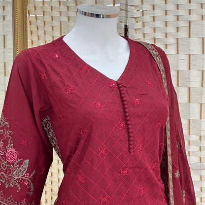 Premium Cotton Embroidered Suit