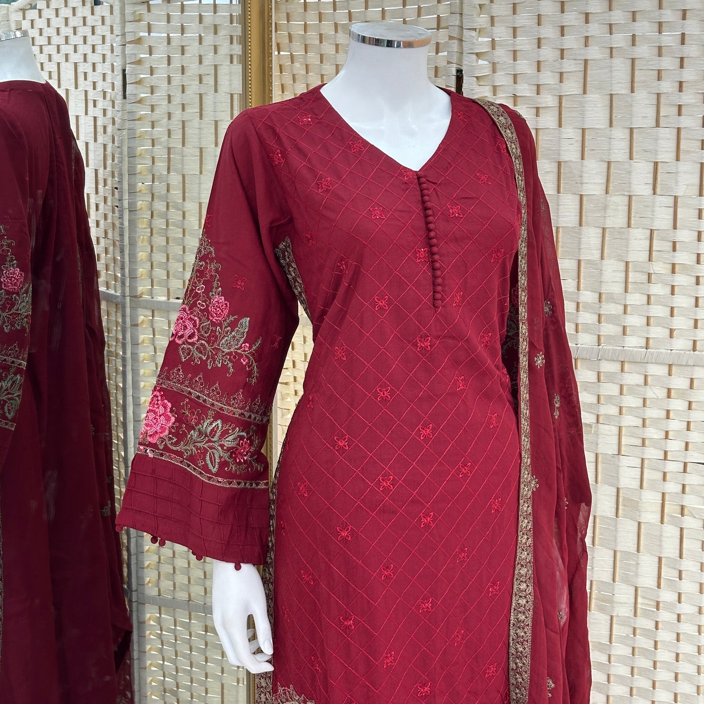 Premium Cotton Embroidered Suit