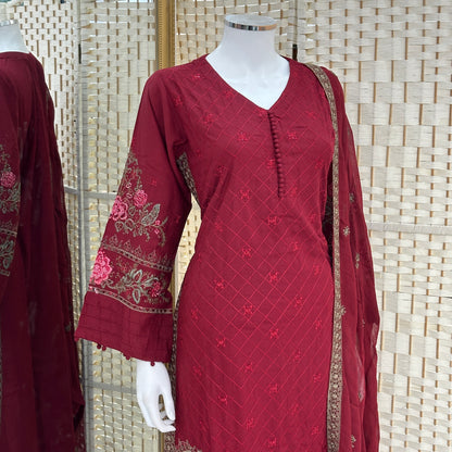 Premium Cotton Embroidered Suit