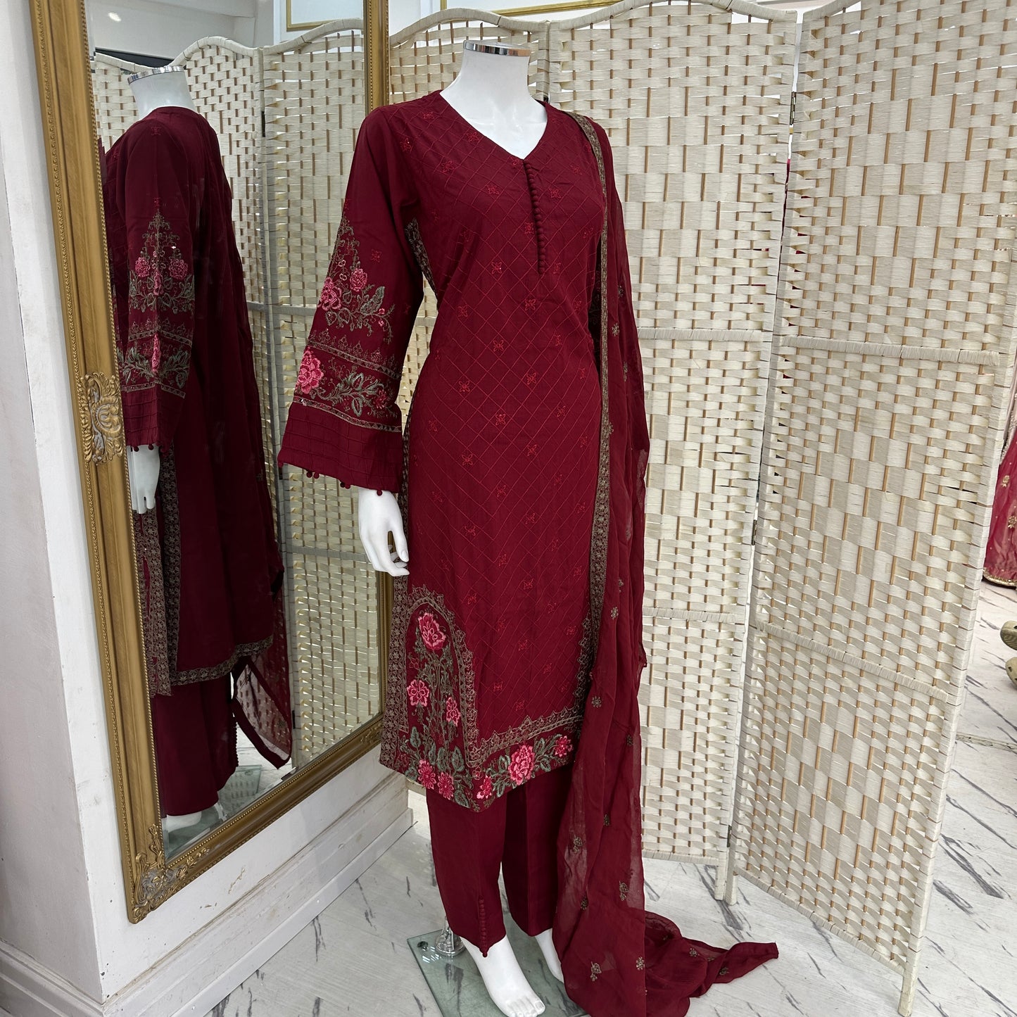 Premium Cotton Embroidered Suit
