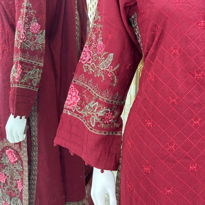 Premium Cotton Embroidered Suit