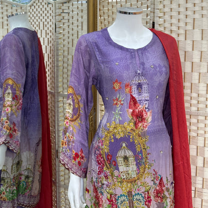 Luxury Silky Viscose Suit - Three piece