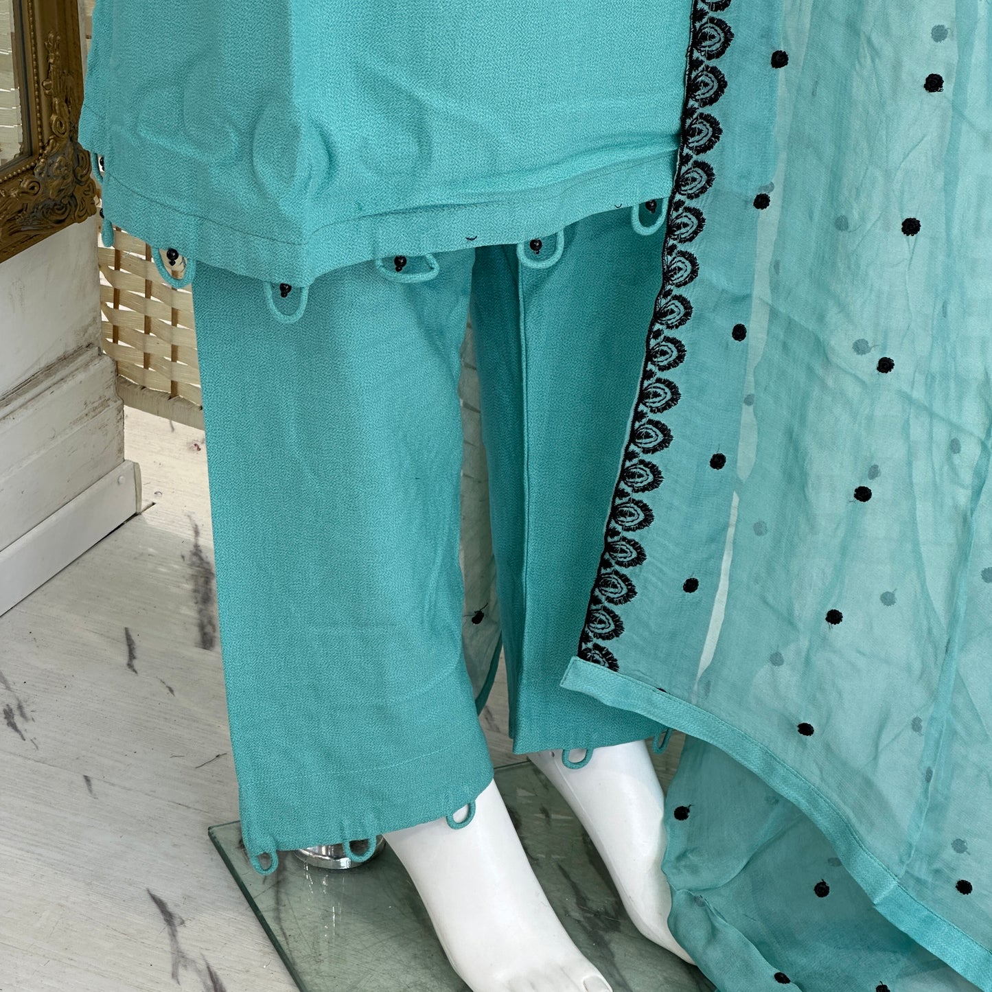 Merina Twill Suit with Bell Sleeves - Three piece