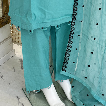 Merina Twill Suit with Bell Sleeves - Three piece