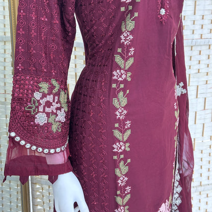 Luxury Marina Cotton Embroidered Suit