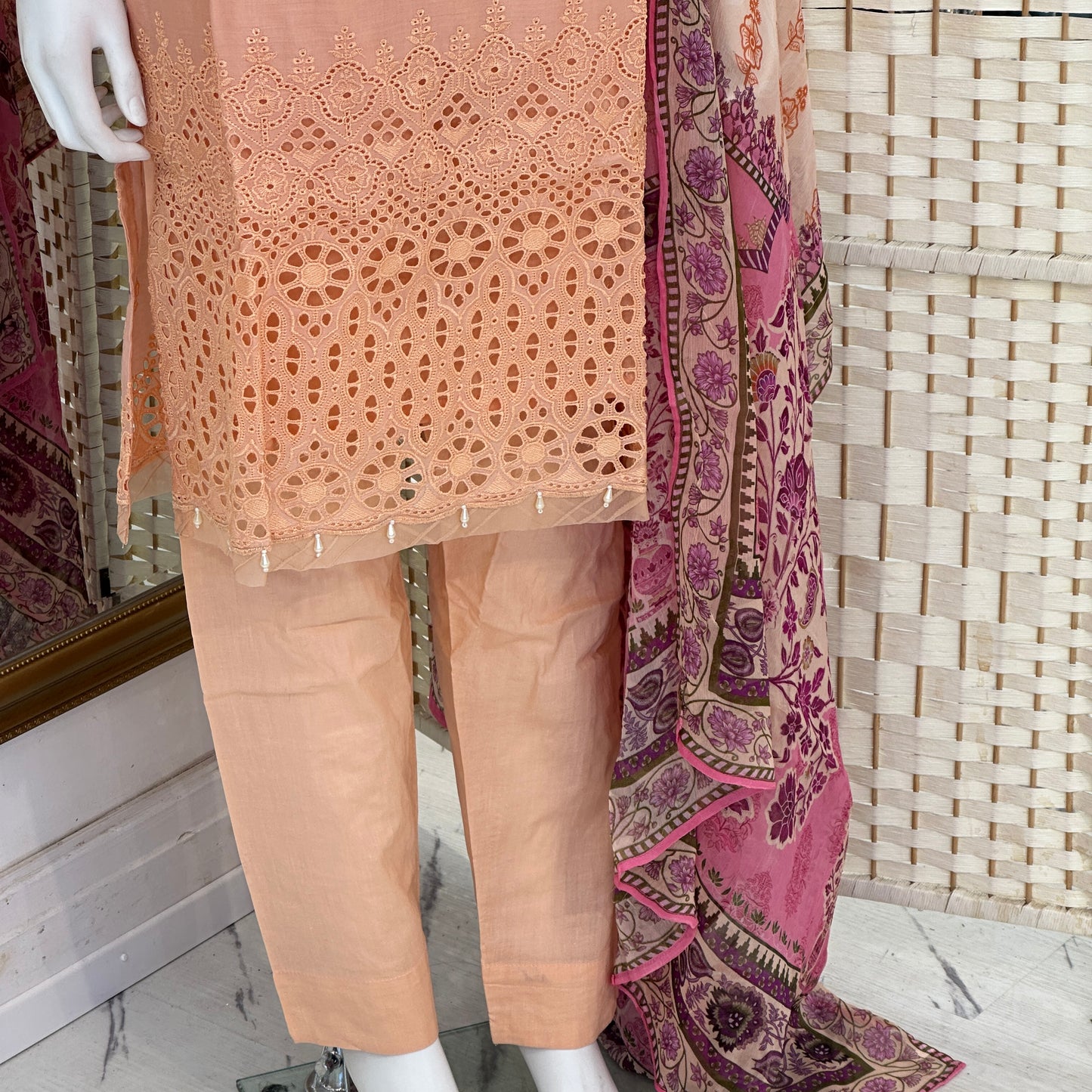 Premium Cotton Cutwork Suit - Three piece