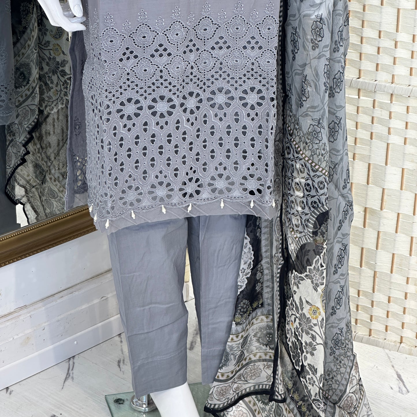 Premium Cotton Cutwork Suit - Three piece