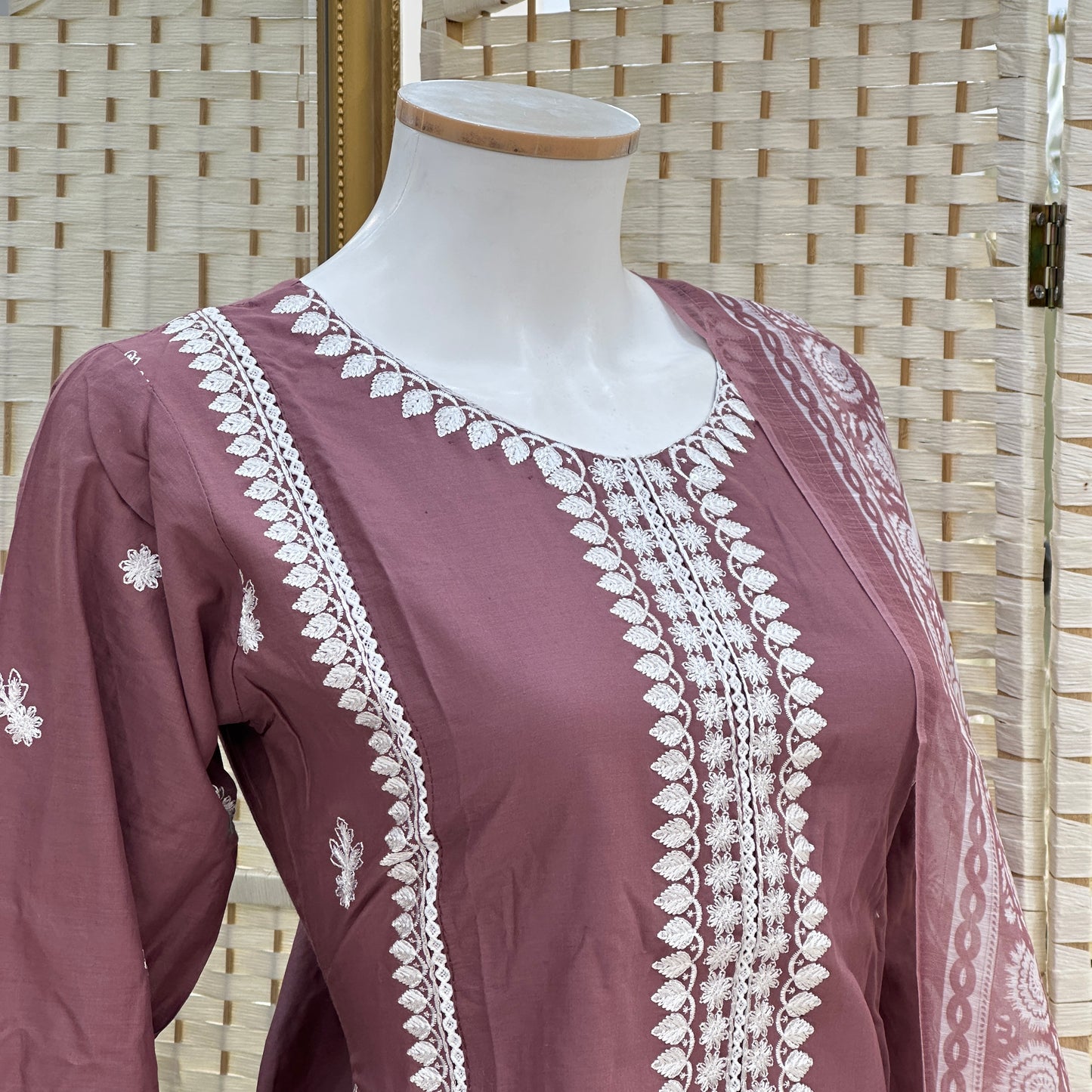 Premium Cotton Embroidered Suit - Three piece