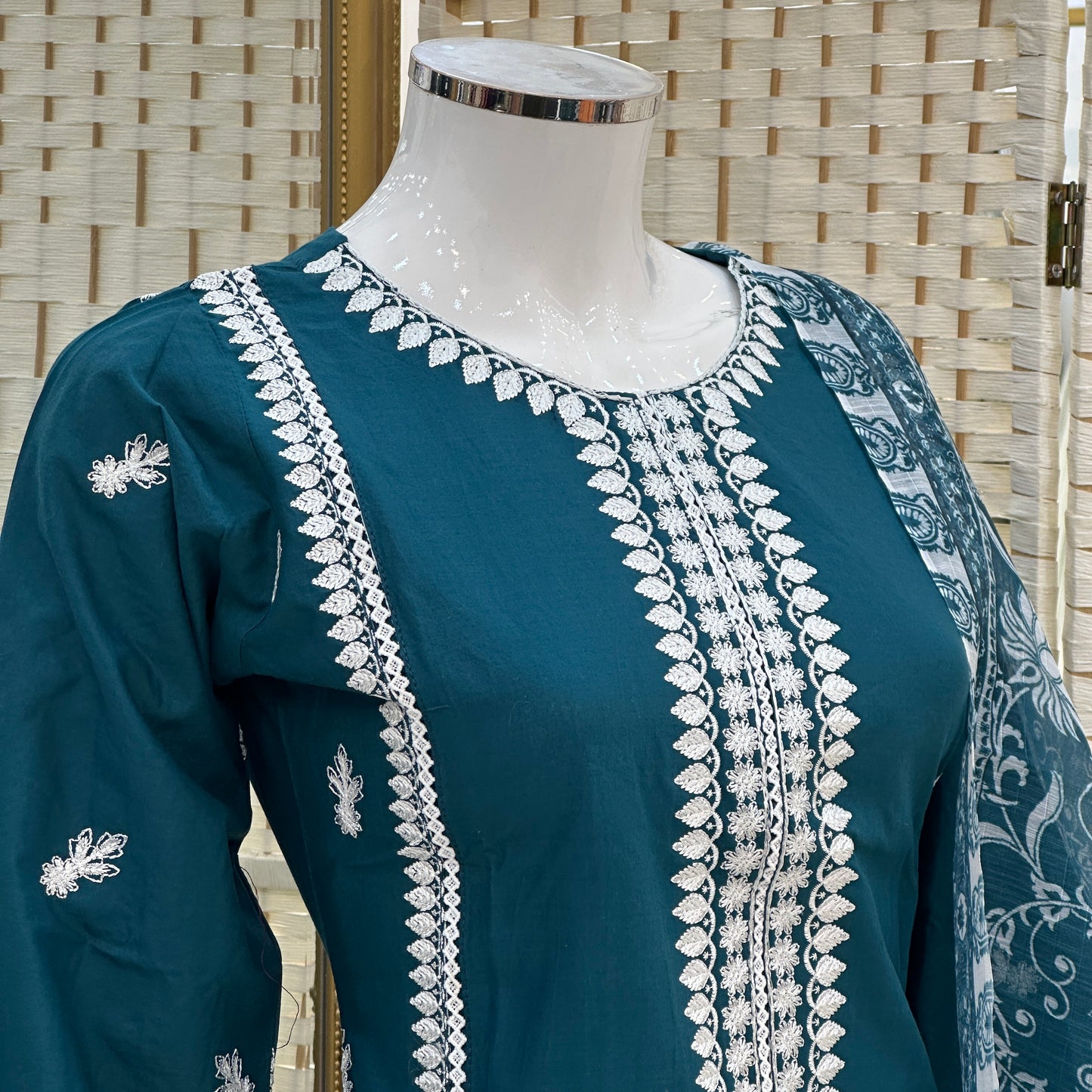 Premium Cotton Embroidered Suit - Three piece