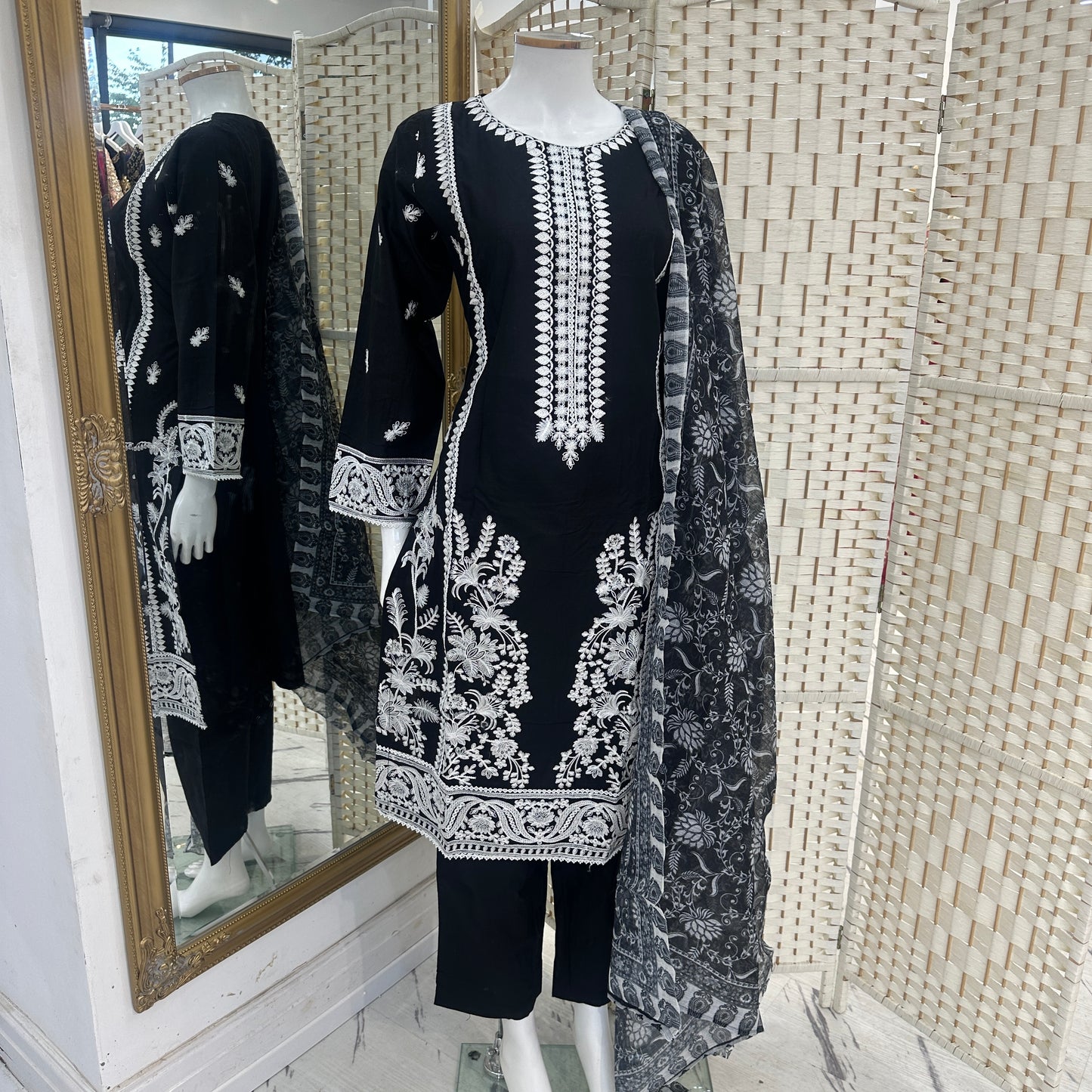 Premium Cotton Embroidered Suit - Three piece