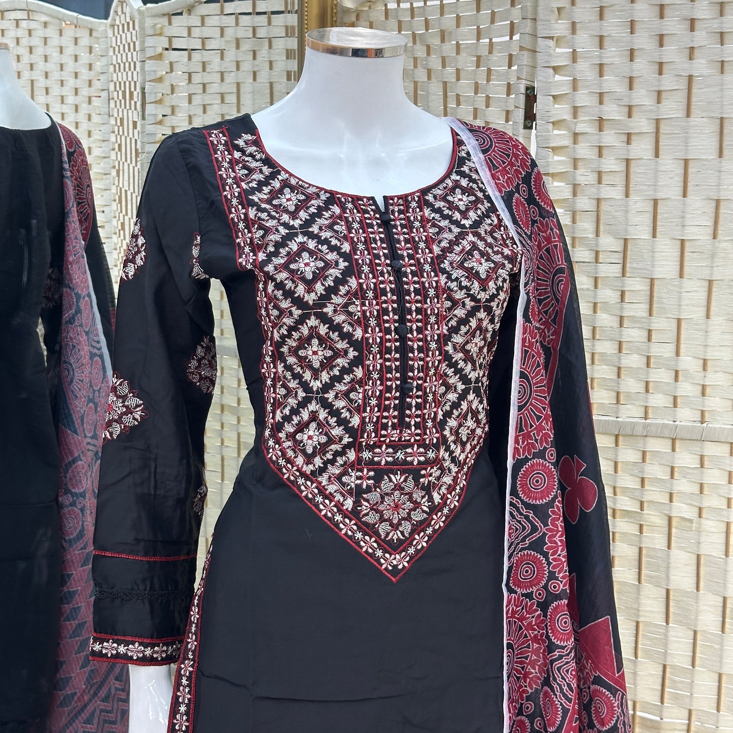 Soft Cotton Embroidered Suit - Three piece