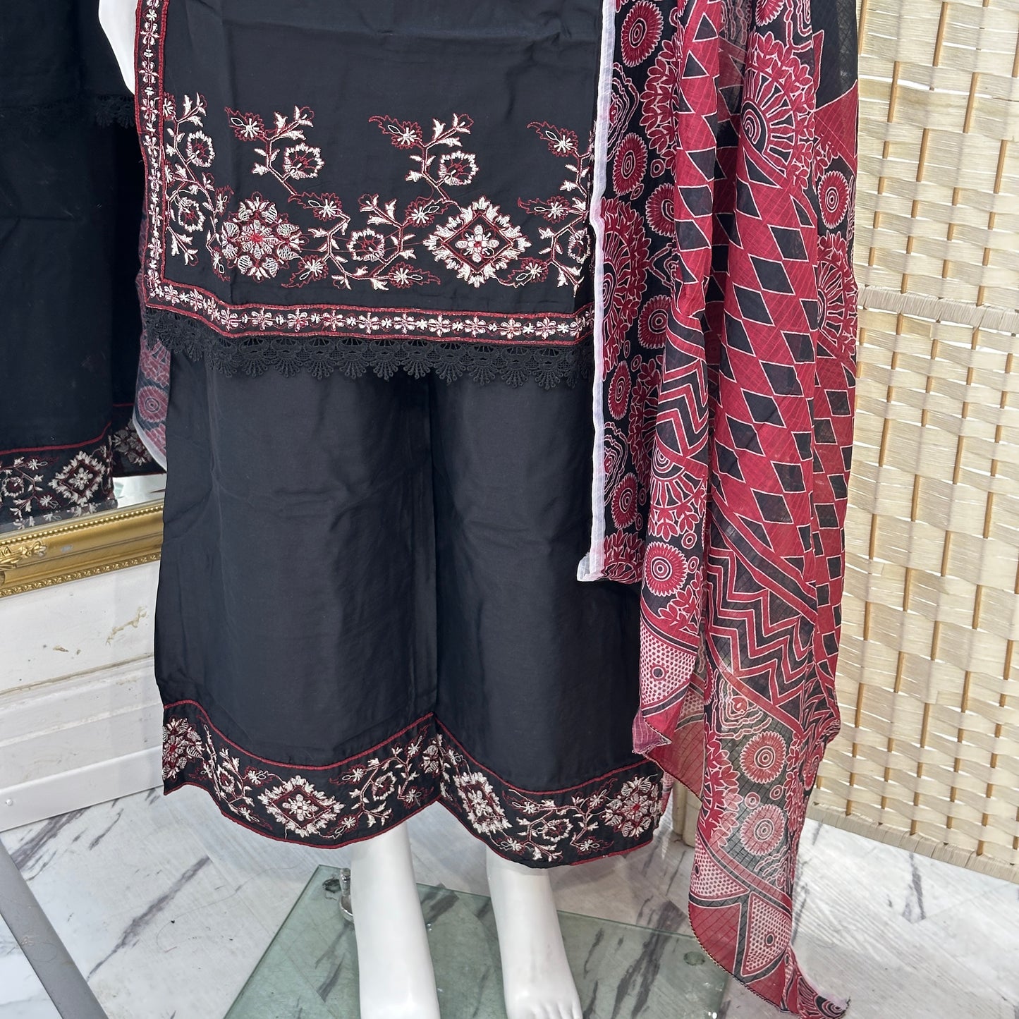 Soft Cotton Embroidered Suit - Three piece
