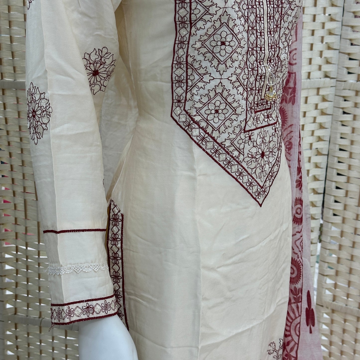Soft Cotton Embroidered Suit - Three piece