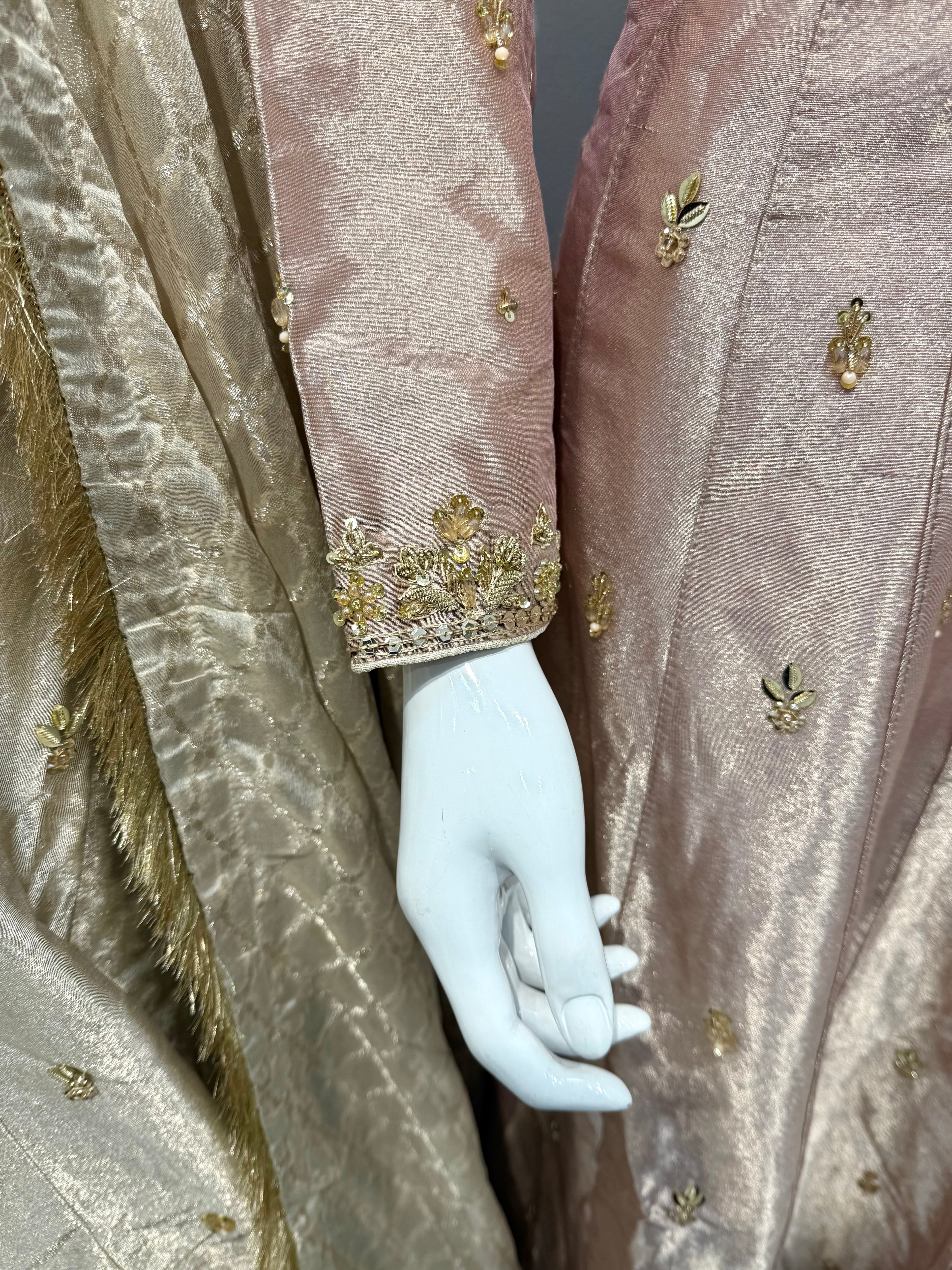 Hand Embroidered Tissue Silk Maxi