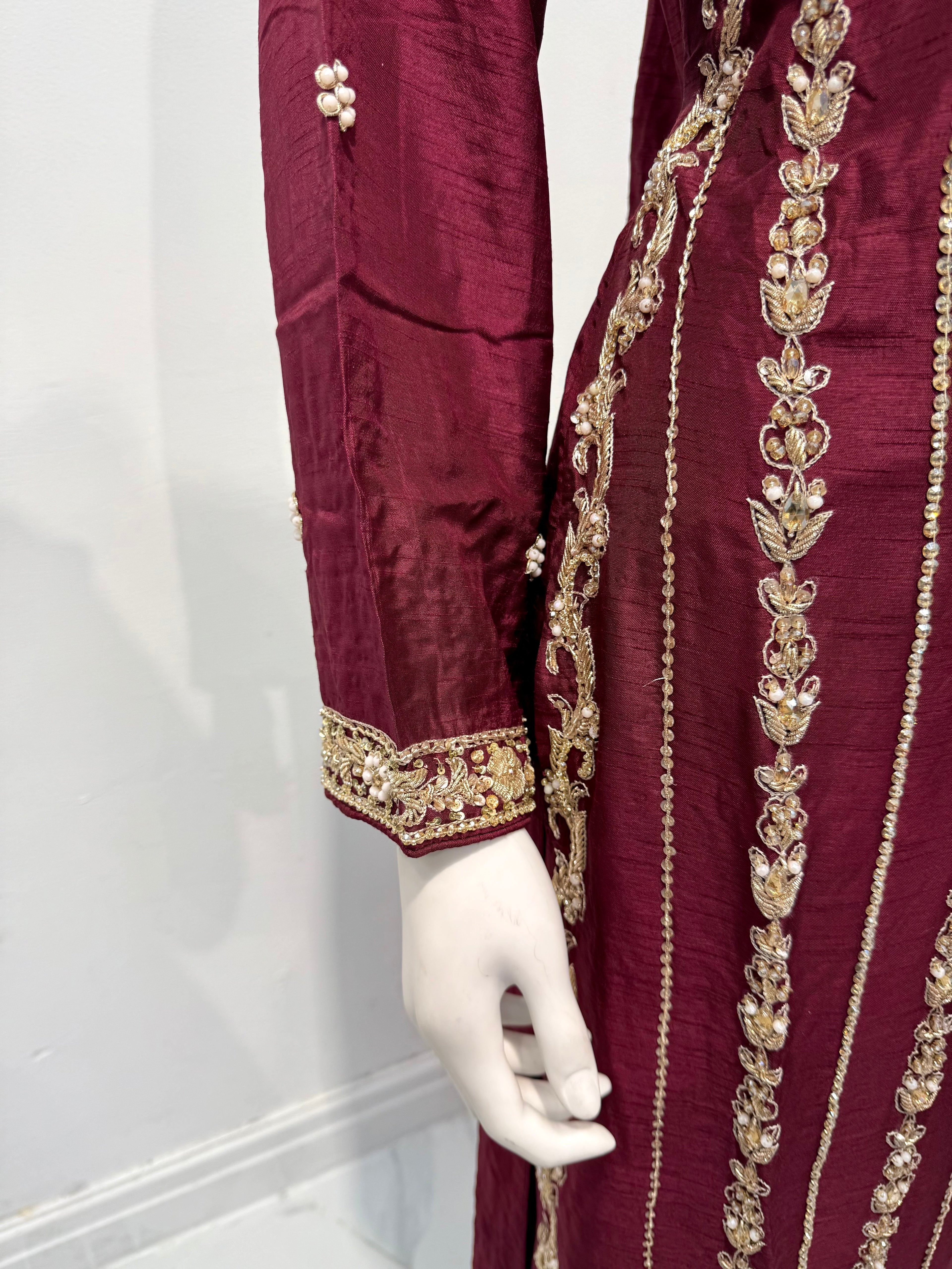 Hand Embroidered Raw Silk Suit