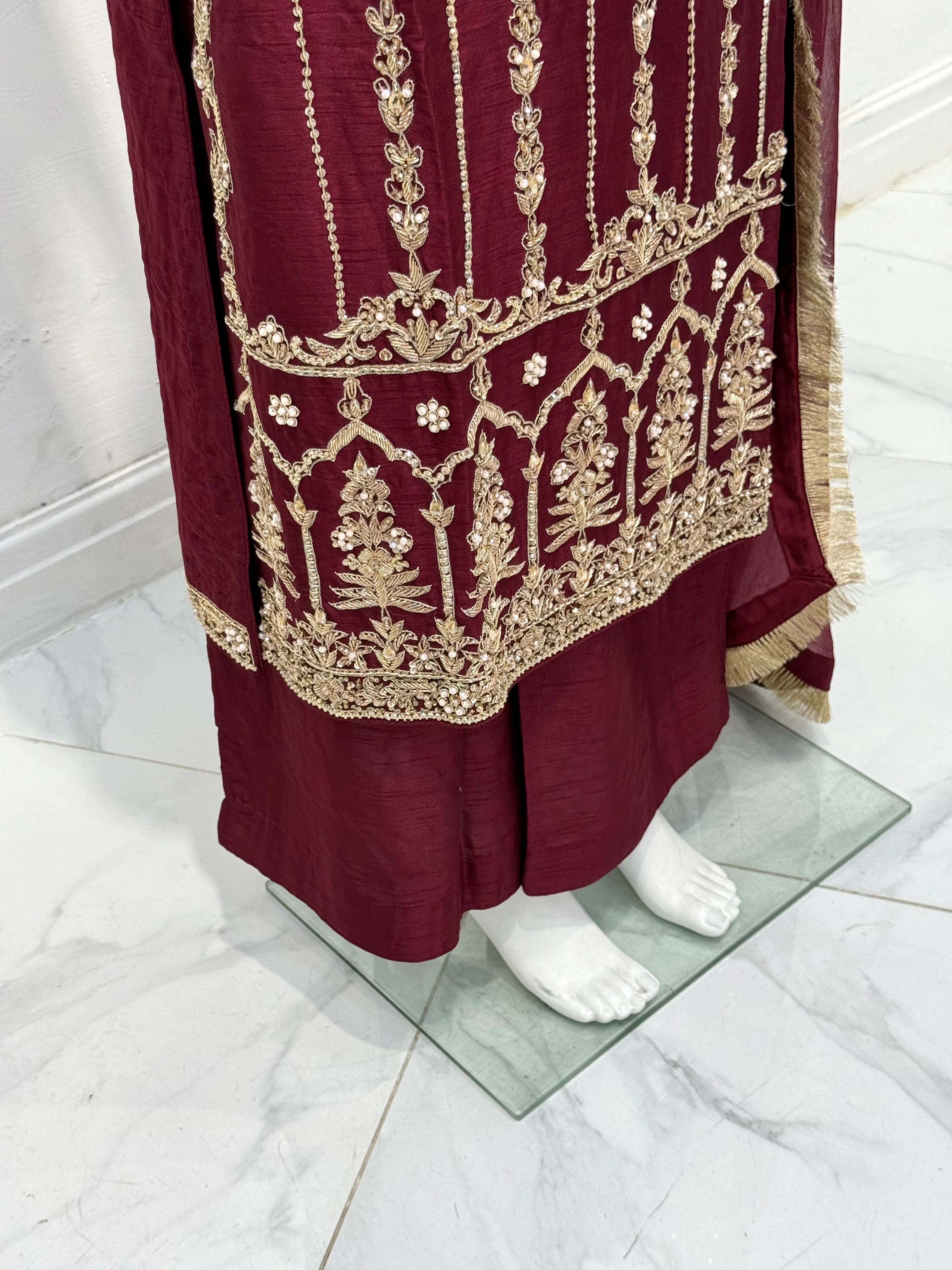 Hand Embroidered Raw Silk Suit