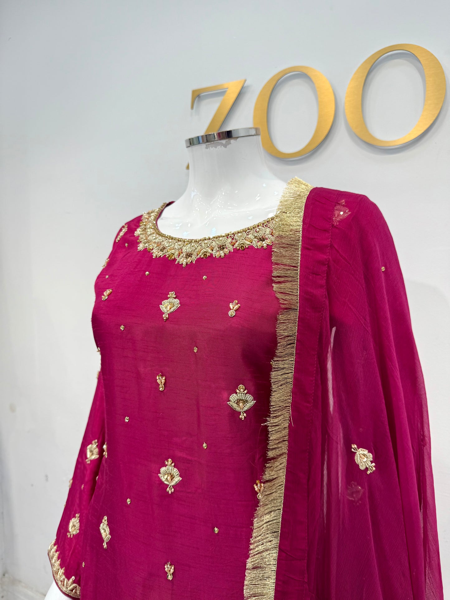 Hand Embroidered Raw Silk Suit