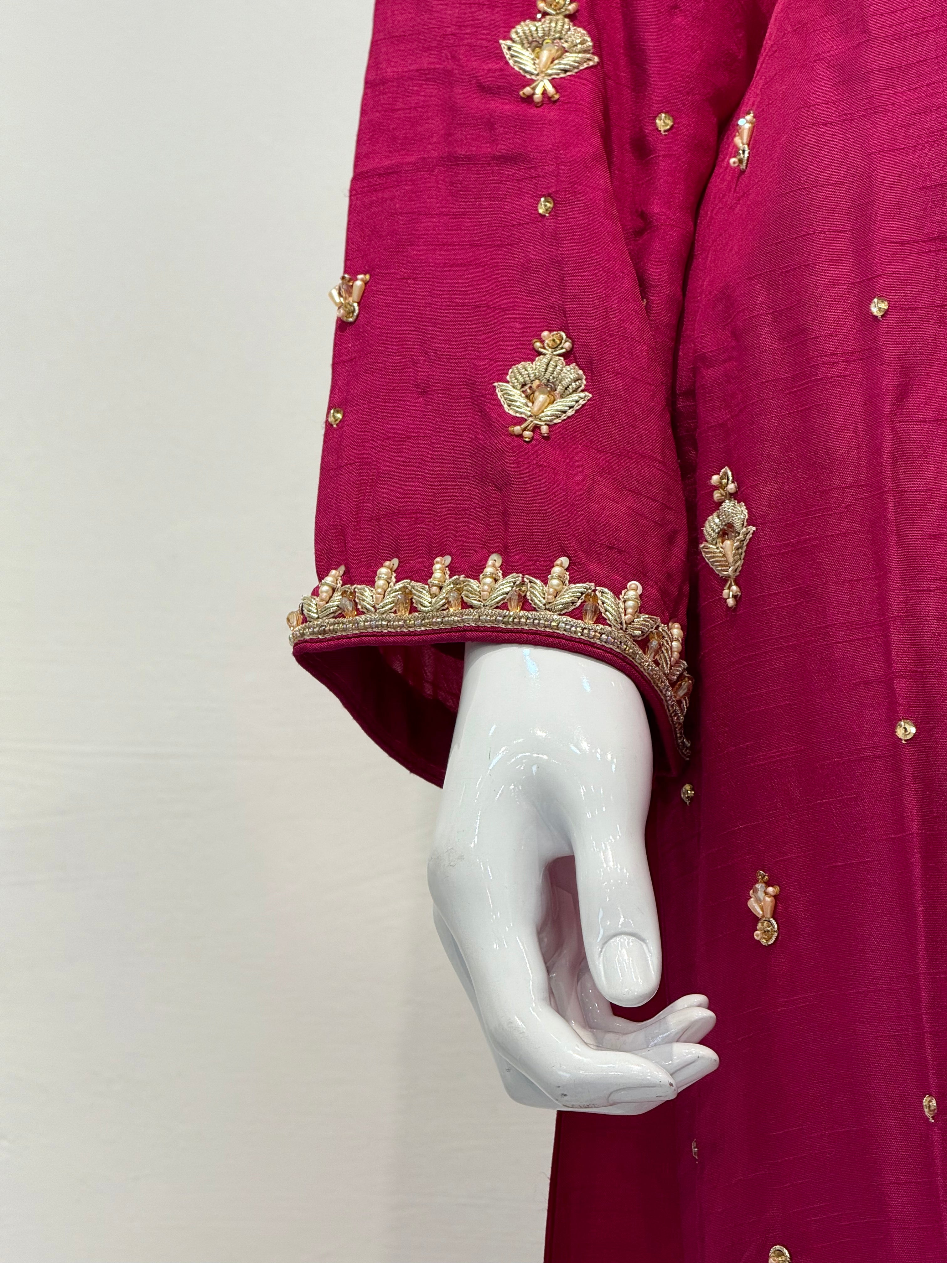 Hand Embroidered Raw Silk Suit