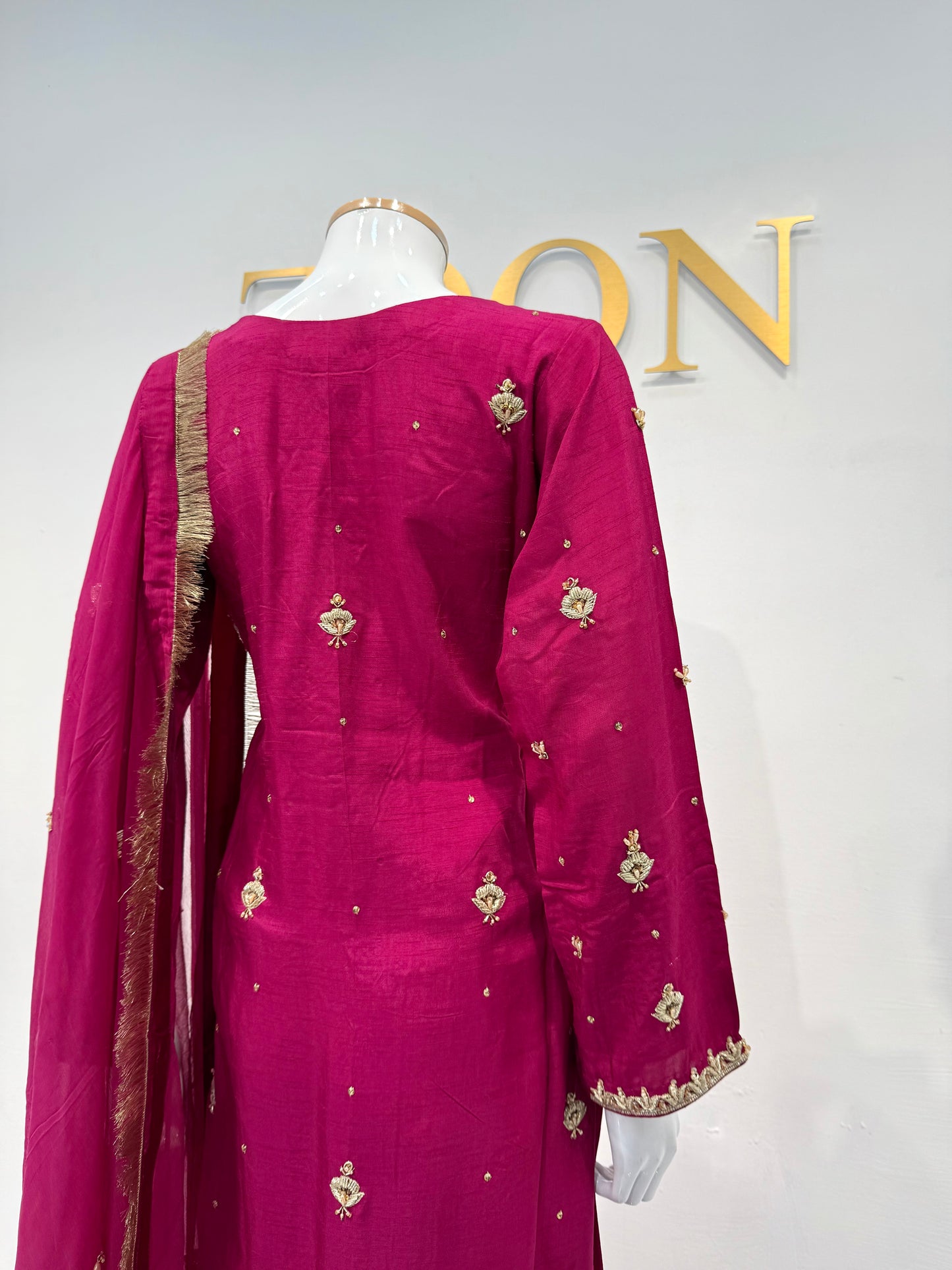 Hand Embroidered Raw Silk Suit
