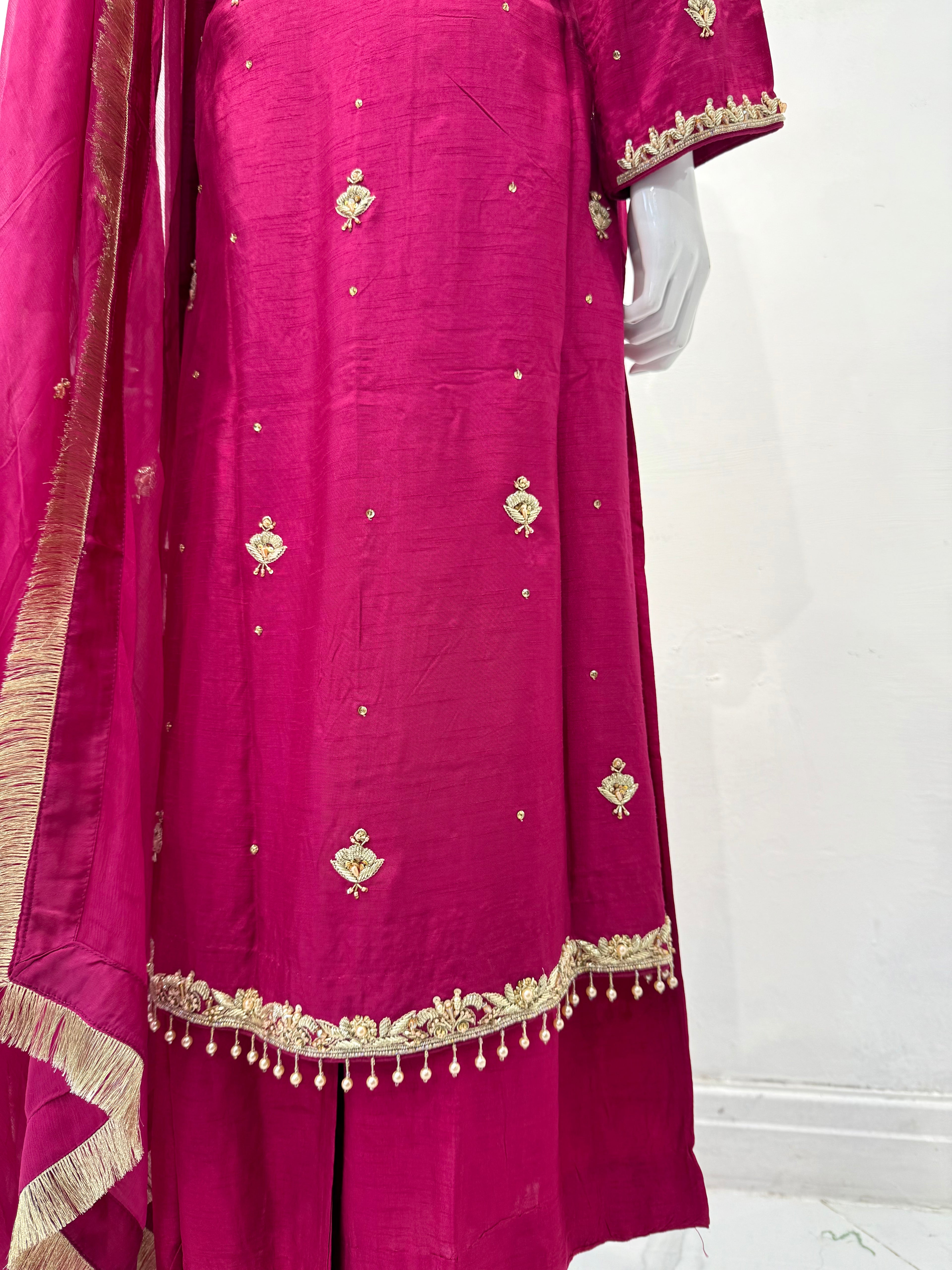 Hand Embroidered Raw Silk Suit